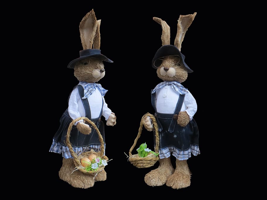 Easter Bunny, Spring, Hare, easter decoration, black background HD wallpaper