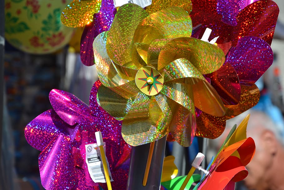 windmill, pinwheel, child, fun, celebration, decoration, focus on foreground HD wallpaper