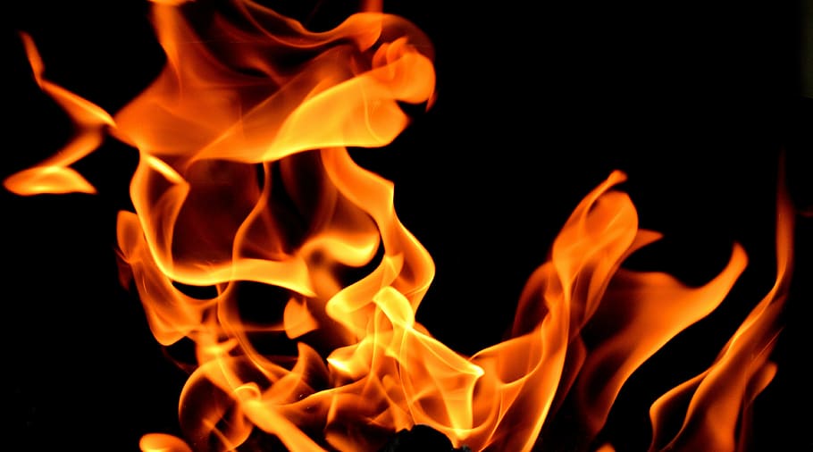 fire illustration, flame, hot, embers, barbecue, glow, heat, burn, HD wallpaper