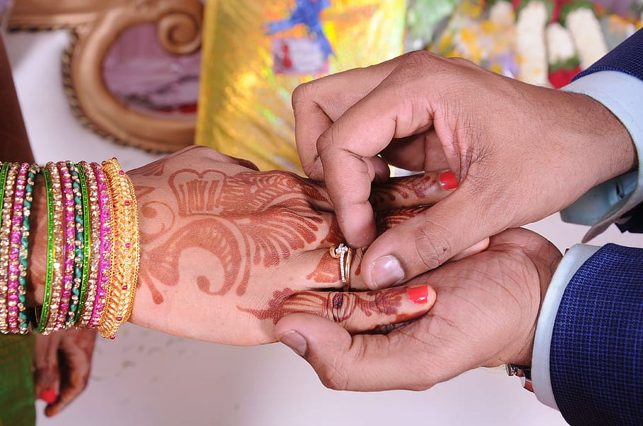 mehandi, bridal, indian girl, ring, wedding, engagement, bangles