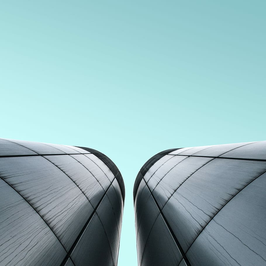 two gray-and-black towers during daytime, two gray buildings during daytime HD wallpaper