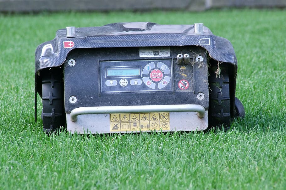 robot mower, lawn mower, automatically, rush, garden, grass HD wallpaper
