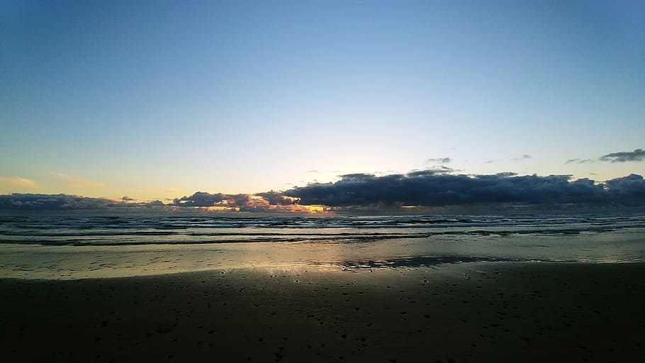 sunset, oregon beach, clouds, water, sky, sea, land, scenics - nature HD wallpaper