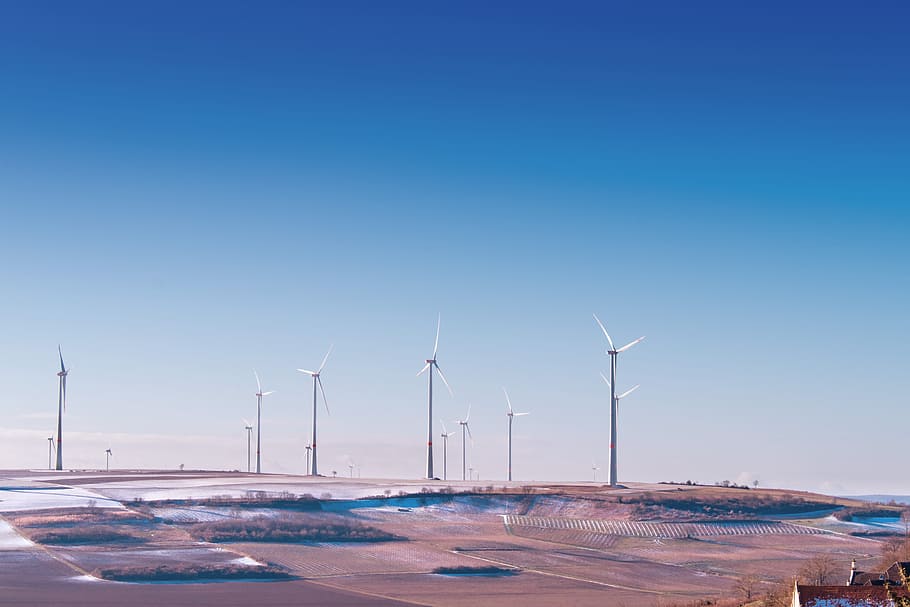 windmill, field, farm, solar, energy, mountain, highland, landscape HD wallpaper