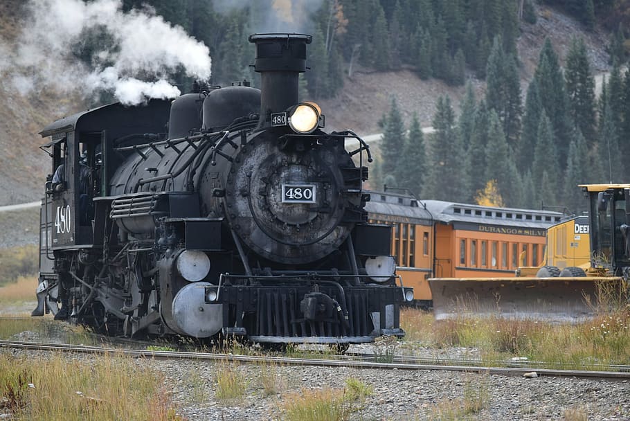 black 480 locomotive train, durango, silverton, colorado, narrowgage