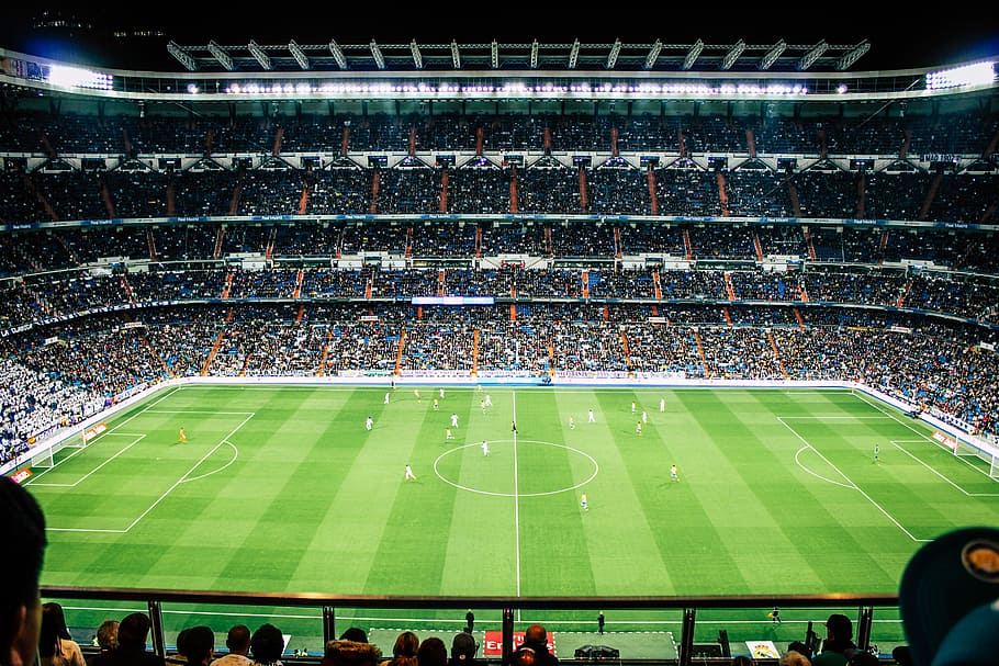 soccer field, green field stadium, game, crowd, sport, group of people HD wallpaper