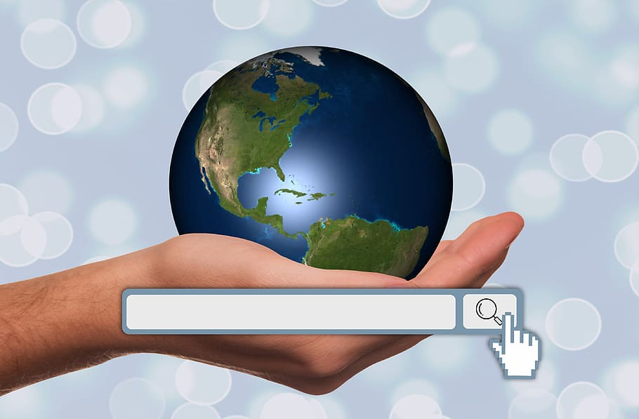 person holding earth, hand, keep, globe, search engine optimization