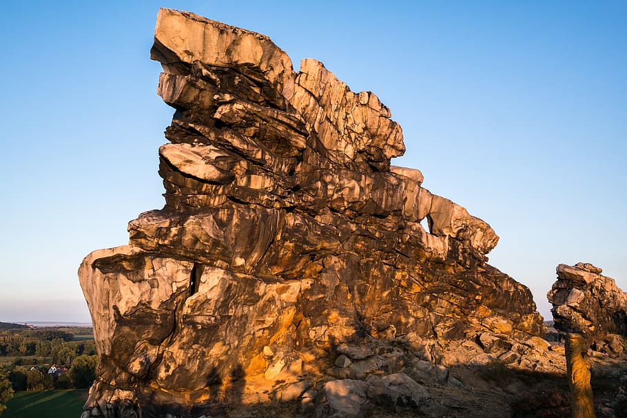 Devil'S Wall, Königstein, Rock, evening sun, evening light HD wallpaper