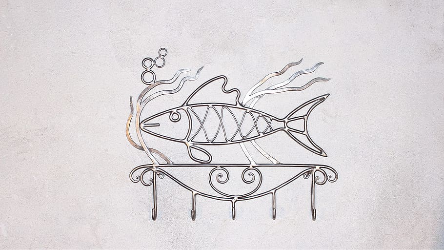 fish, hanger, forging, creativity, no people, indoors, white color HD wallpaper