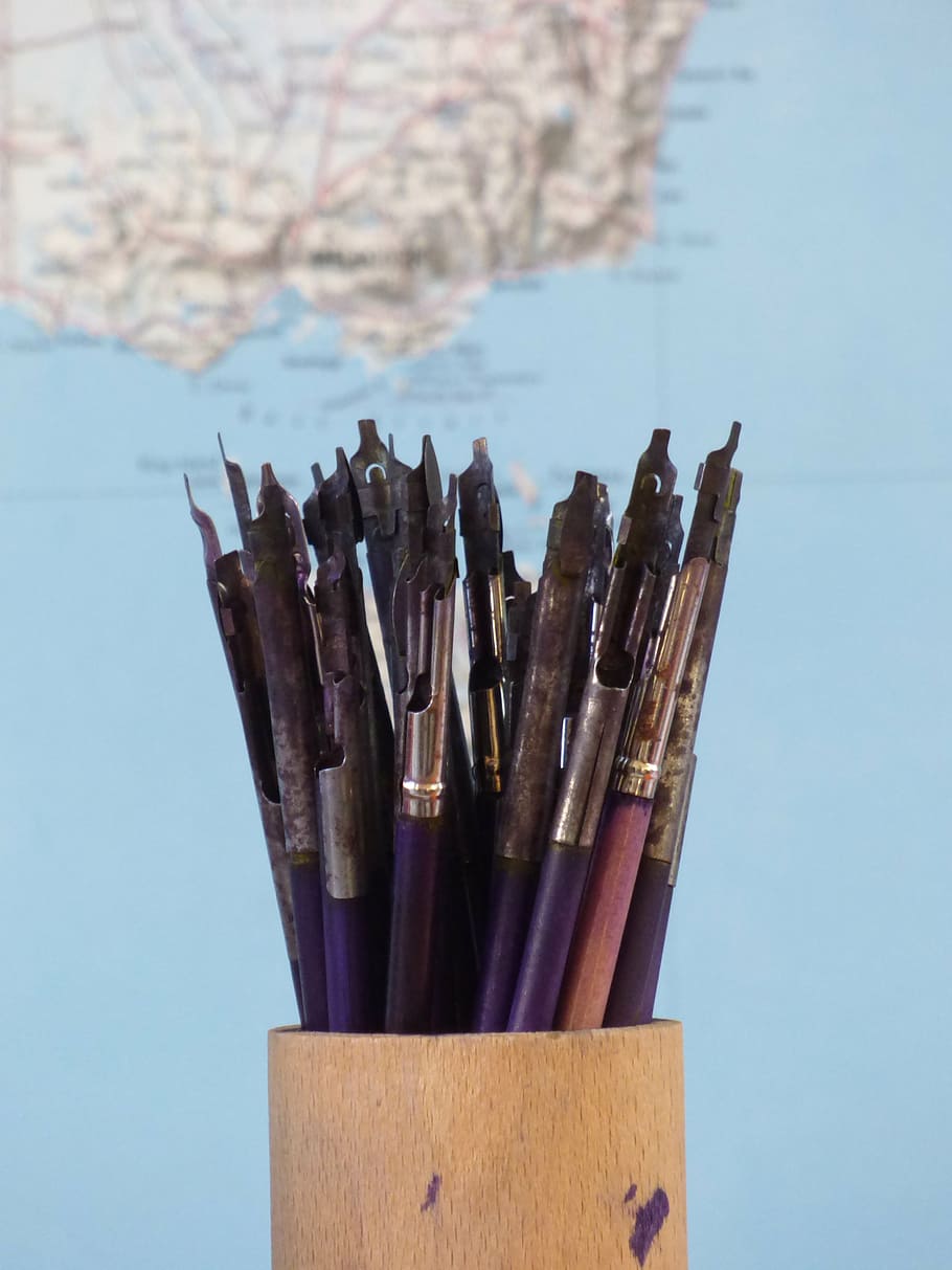 school, pen, ink, creativity, art, paintbrush, focus on foreground HD wallpaper