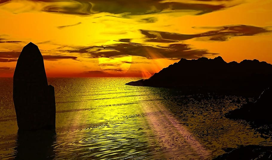 sunset, ocean, coast, water, sky, sea, beauty in nature, scenics - nature HD wallpaper