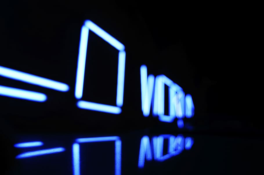 untitled, night, dark, lights, neon, blue, illuminated, communication HD wallpaper