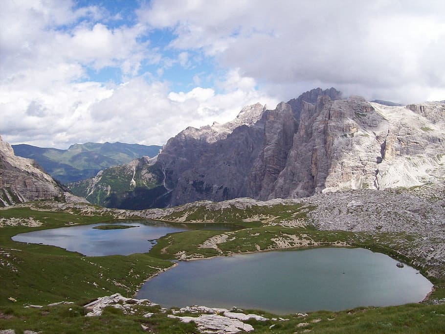 Landscape, Hiking, mountains, lake, clouds, sky, leisure, vista HD wallpaper