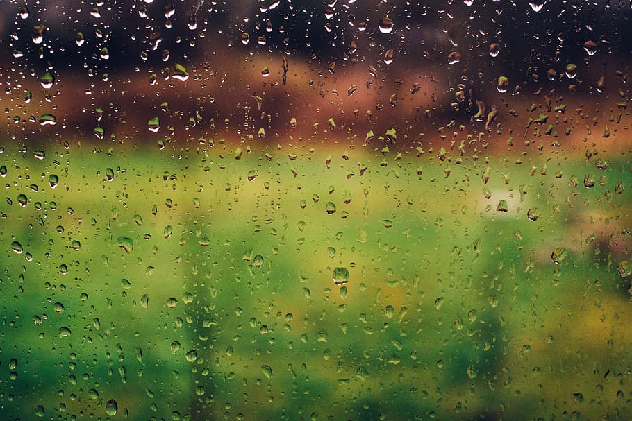 raining, rain drops, wet, window, blurry, glass - material HD wallpaper