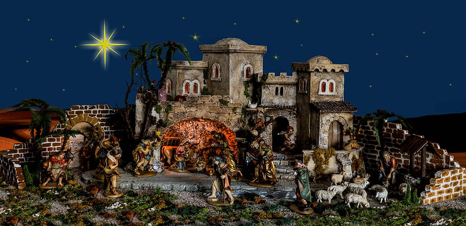 ceramic Nativity decor, christmas, bethlehem, crib, jesus birth, HD wallpaper