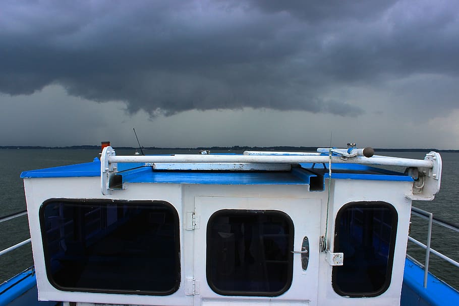 boot, storm, clouds, dramatic, lake, atmosphere, sky, weather mood HD wallpaper