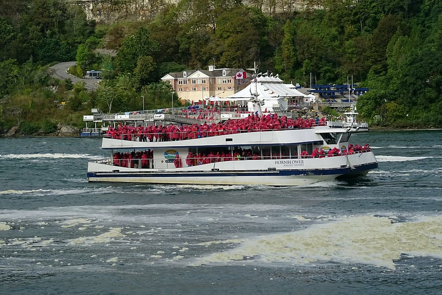river, niagara, cruise, tourists, canada, water, nature, attraction HD wallpaper