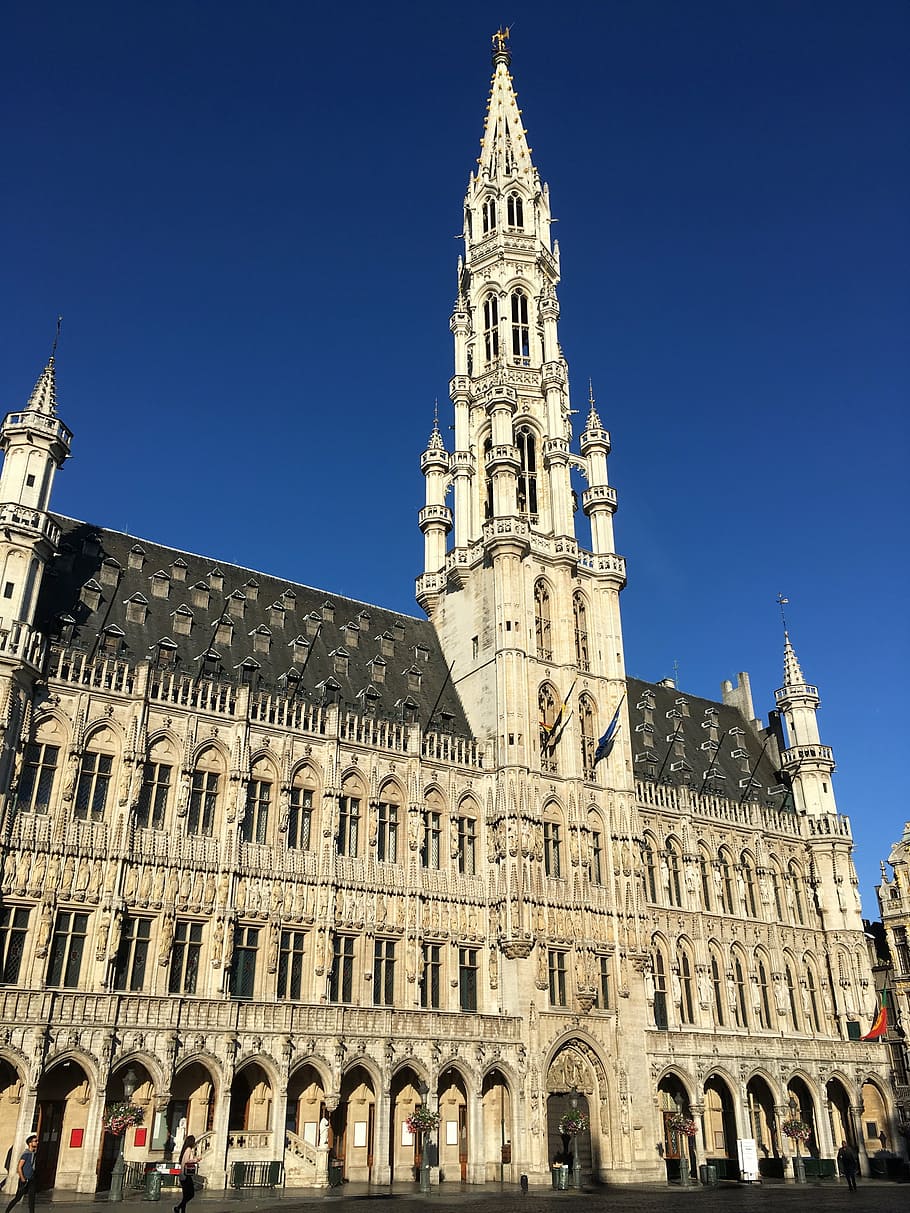 grand place, town hall, brussels, building, architecture, sky, HD wallpaper