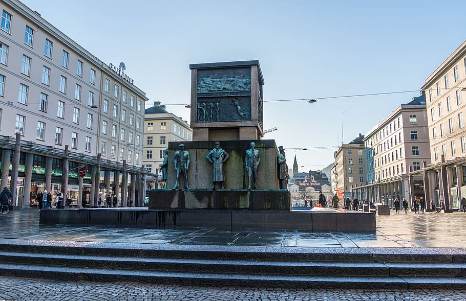 Bergen, Norway, Statue, City, Europe, scandinavia, architecture