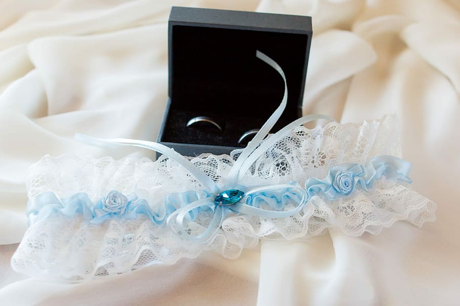 silver ring on case, garter belt, bride, wedding, wedding rings, HD wallpaper