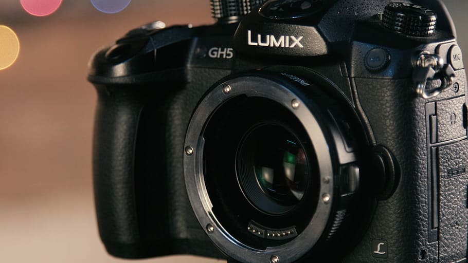 black Lumix GHS body camera, black Lumix camera, bokeh, photography themes