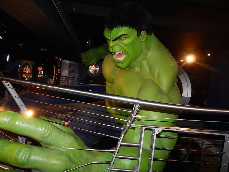 hulk, statue, wax, museum, england, london, night, green color HD wallpaper