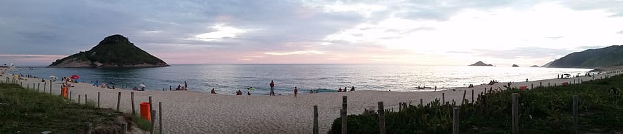 praia da macumba, beach, sunset, water, sea, sky, cloud - sky, HD wallpaper