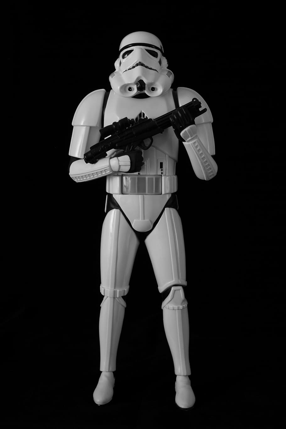 Star Wars Stormtrooper action figurine against black background