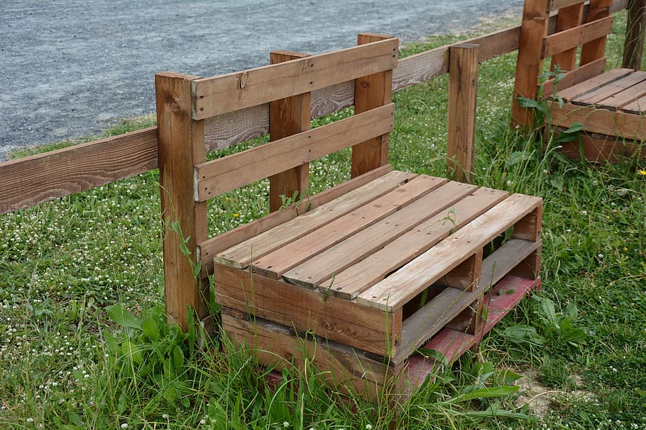 bench, pancali, rest, wood - material, grass, nature, plant HD wallpaper