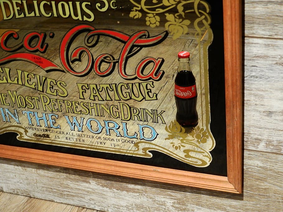 coca cola, coke, advertisement, mirror, old, advertising sign HD wallpaper