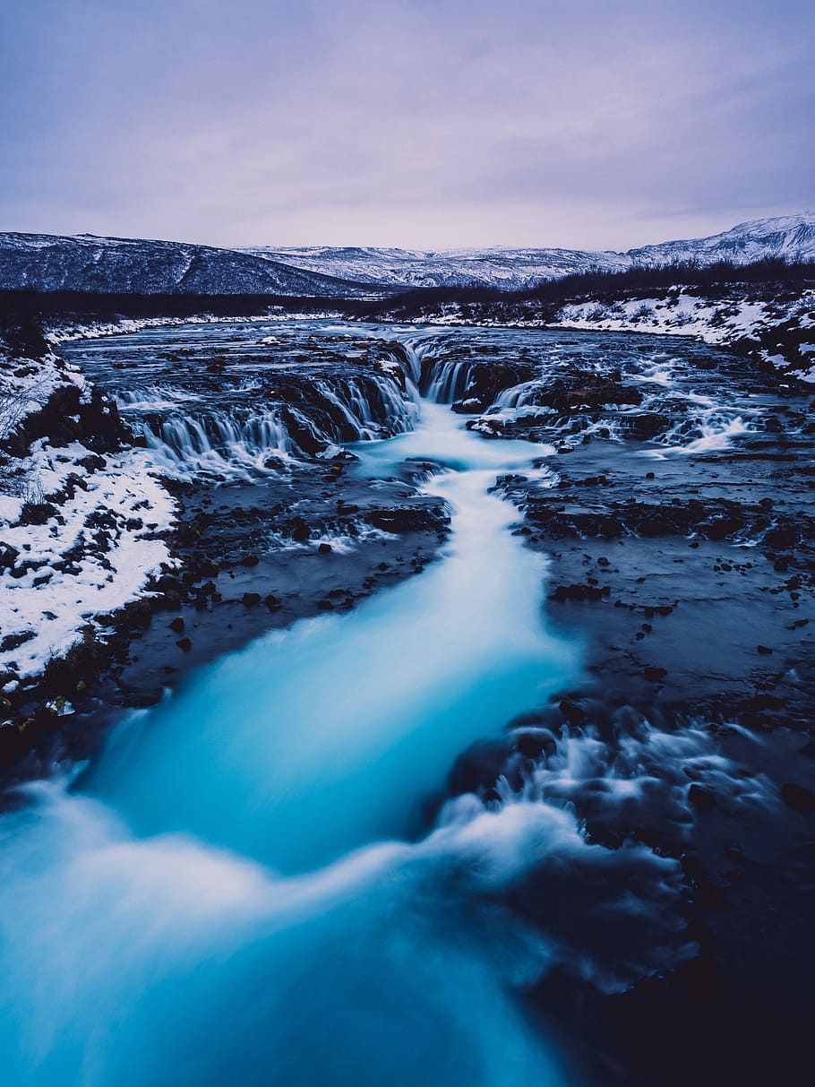 Of Ice and Fire, bird's-eye photography of river, waterfall, landscape HD wallpaper
