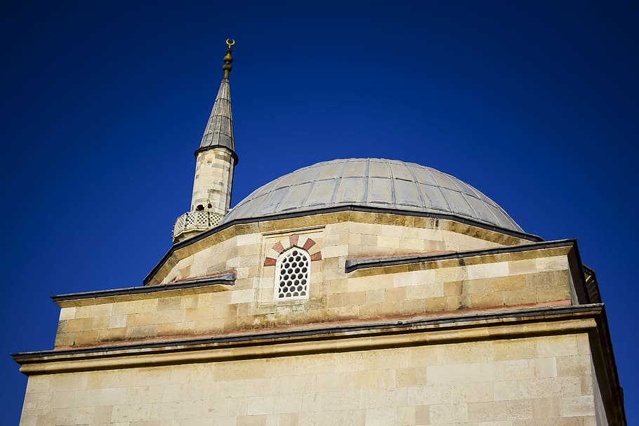 architecture, sky, travel, building, religion, muradiye mosque, HD wallpaper