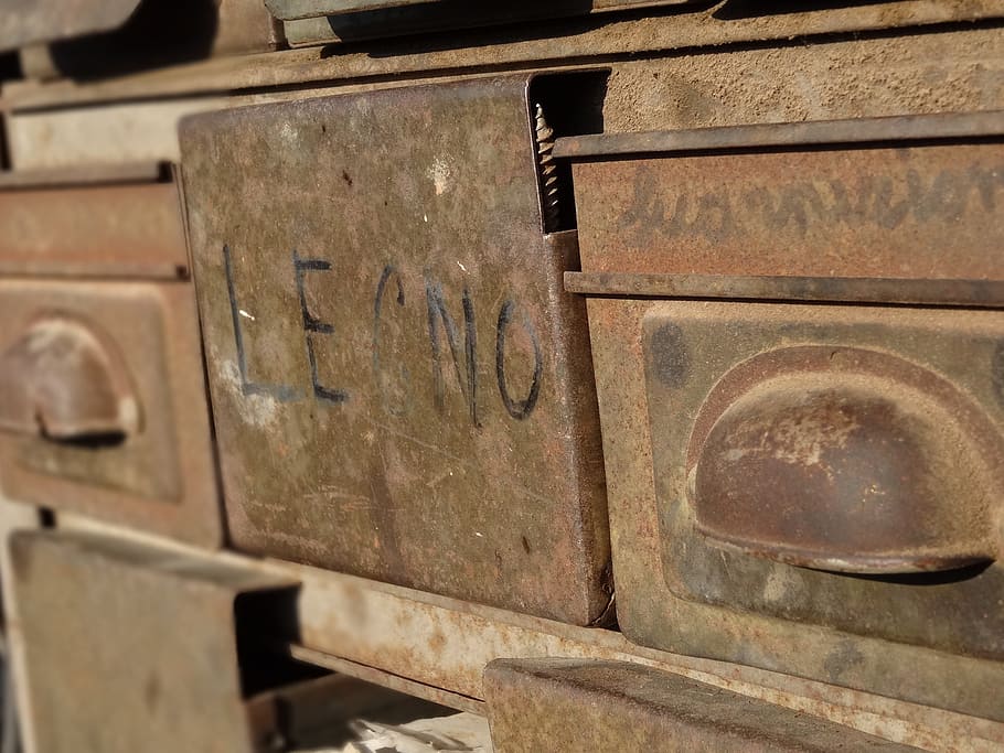 drawers, old, rusted, tool, container, box, handle, metal, rusty HD wallpaper
