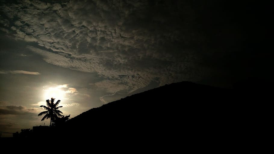 sunshine, clouds, trees, hills, silhouette, sky, cloud - sky HD wallpaper