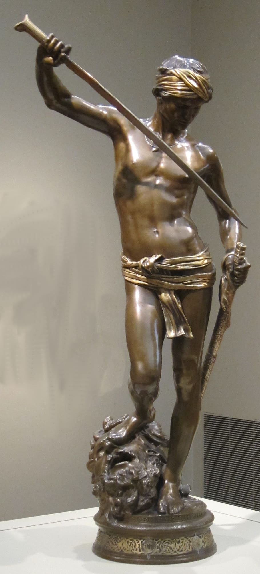 statue, david, head, goliath, antonin, mercié, cincinnati, HD wallpaper