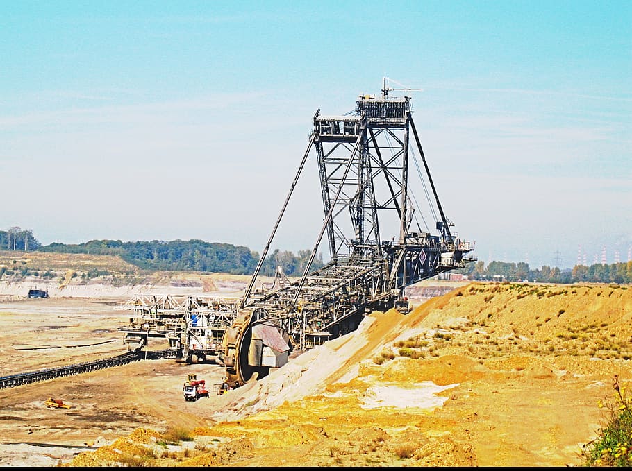 excavators, rwe, rheinbraun, inden, carbon, open pit mining