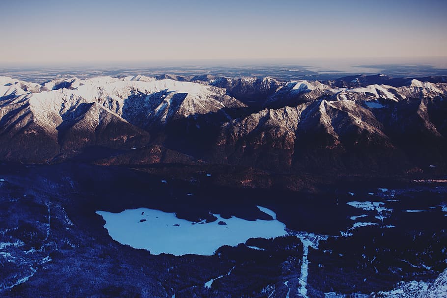 aerial photography of mountains, nature, sky, clouds, plants HD wallpaper