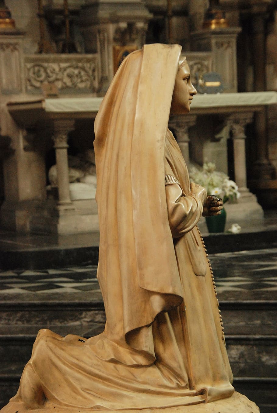 shallow focus photography of woman statue, image, devout, religion HD wallpaper