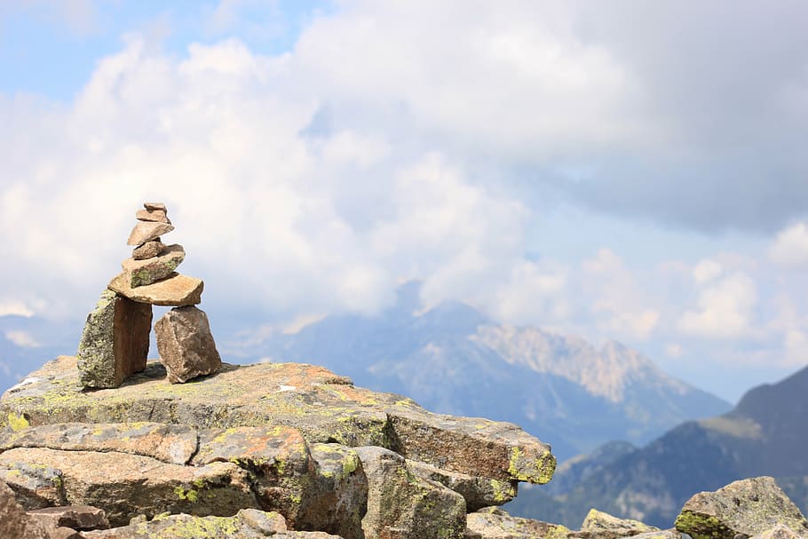 relaxation, mountain, nature, mountains, clouds, clear, trekking HD wallpaper