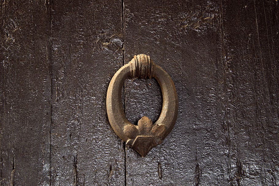 old, door, iron, rusty, wood - material, shape, close-up, no people HD wallpaper