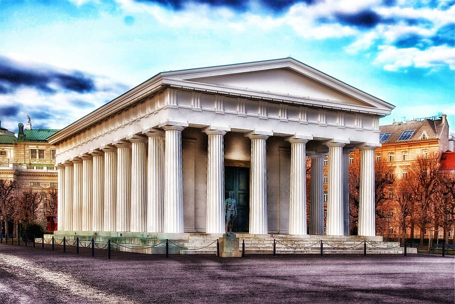 Temple of Diana architecture in Vienna, Austria, columns, photos HD wallpaper