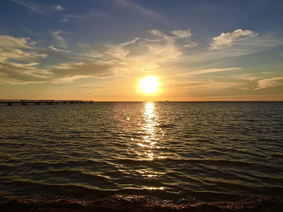 sunset, sea, abendstimmung, wave, wide, nature, beach, summer HD wallpaper