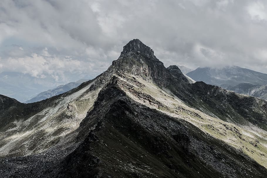 mountain, highland, cloud, sky, summit, ridge, landscape, nature HD wallpaper