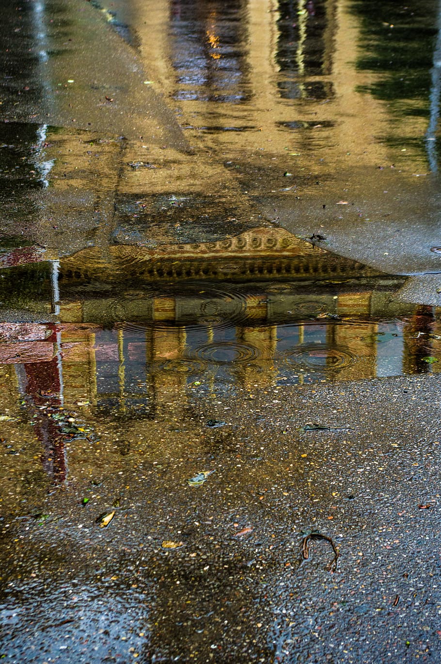 mirroring, road, water, reflection, home, architecture, puddle HD wallpaper