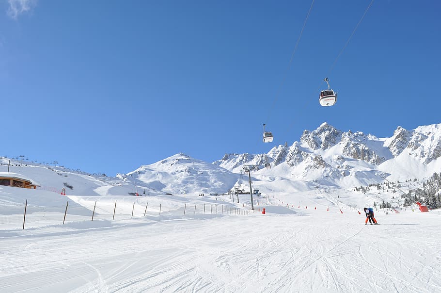 ski, winter sports, skier, cold, snow, white, hobbies, courchevel, HD wallpaper