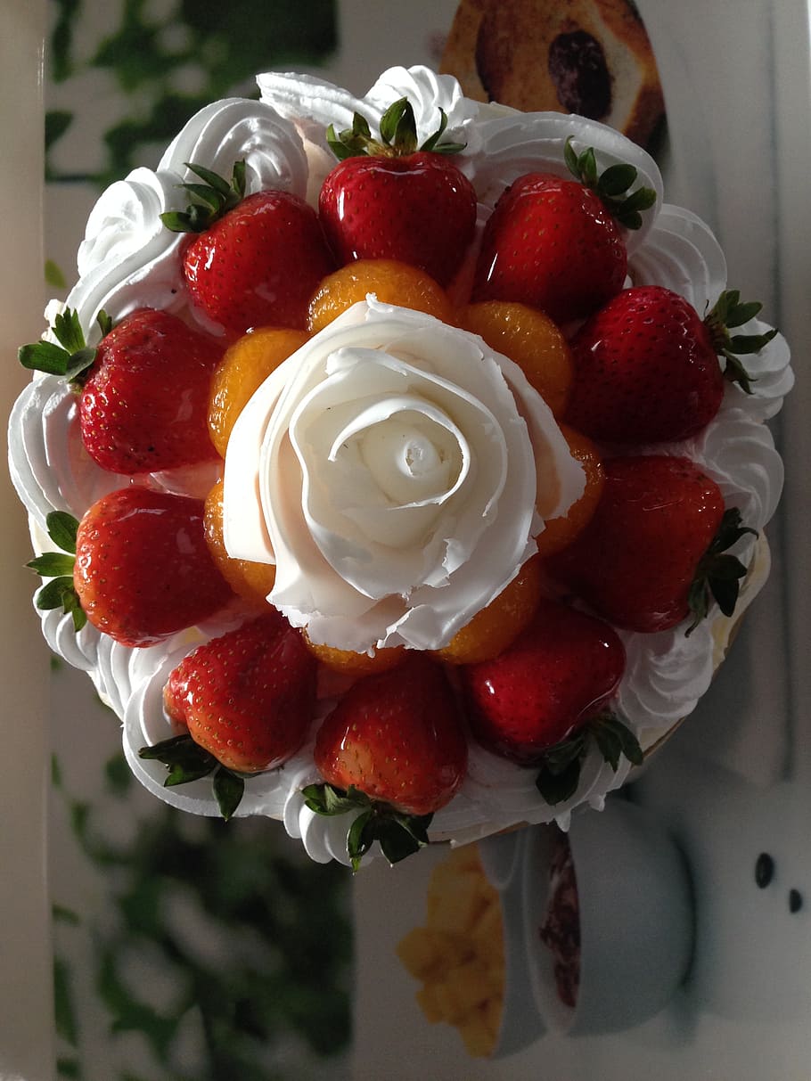 cake, bakery, birthday cake, strawberry, food and drink, sweet food HD wallpaper