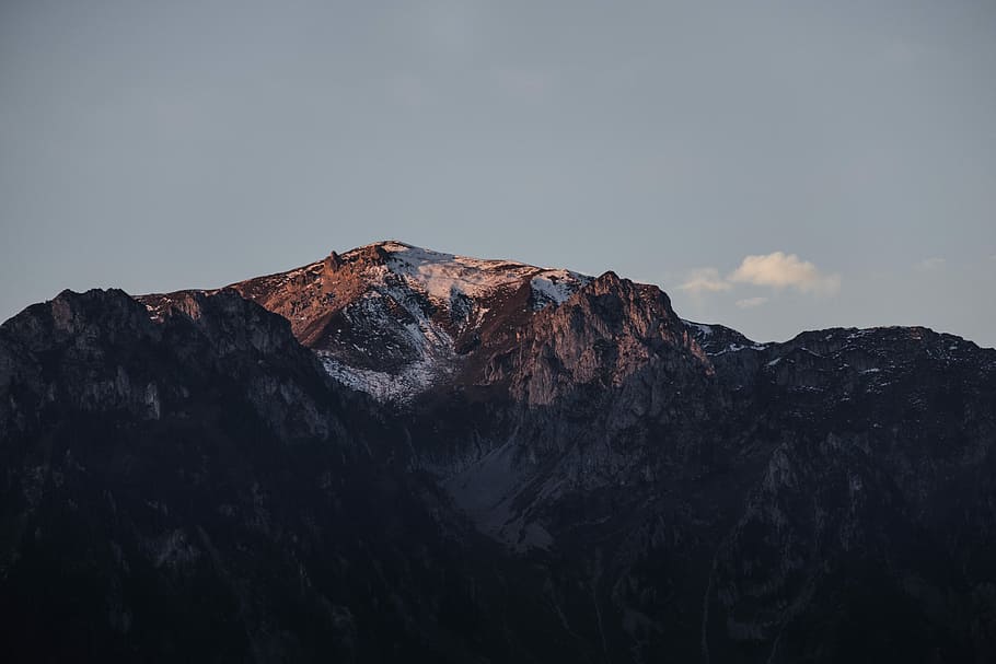 low angle photography of brown mountain, brown mountain summit HD wallpaper