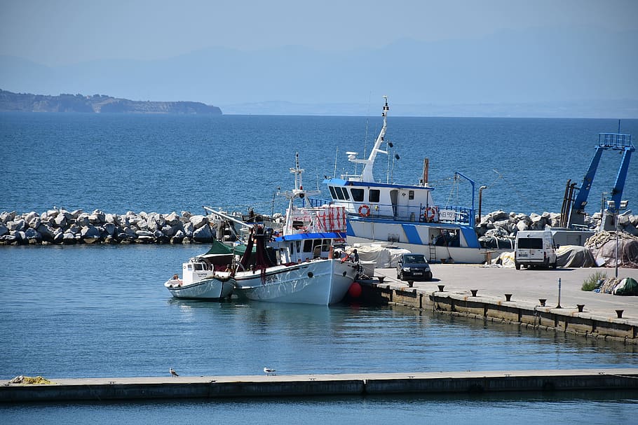 white yacht on dock during daytime, greece, thessaloniki, city, HD wallpaper