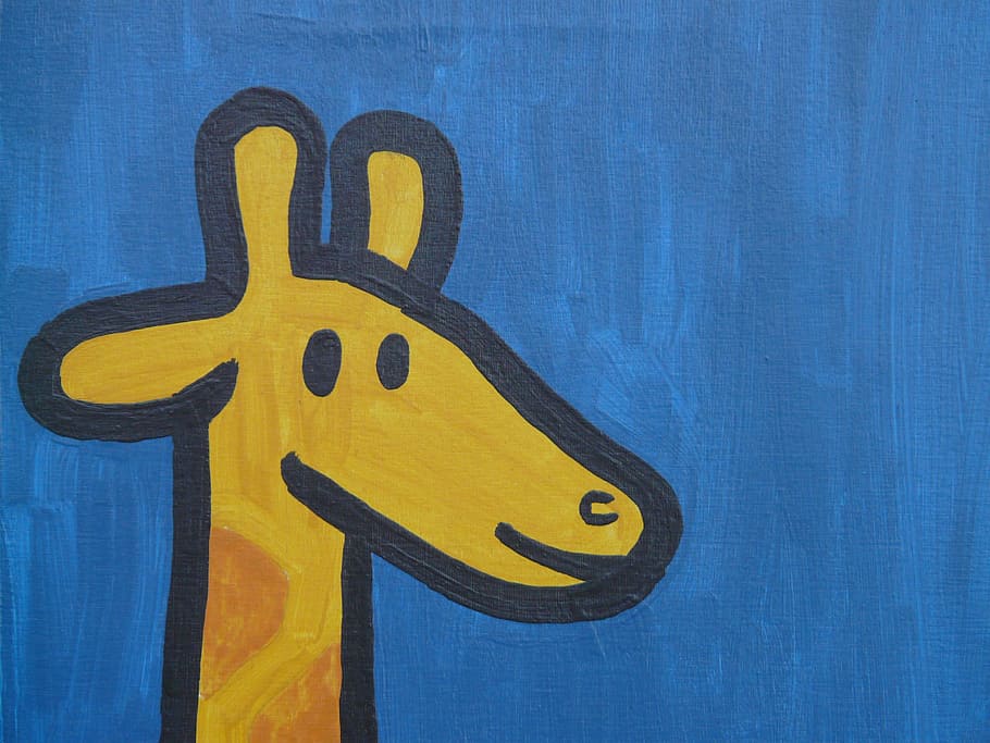 giraffe painting, Comic, Figure, Image, cartoon character, drawing HD wallpaper