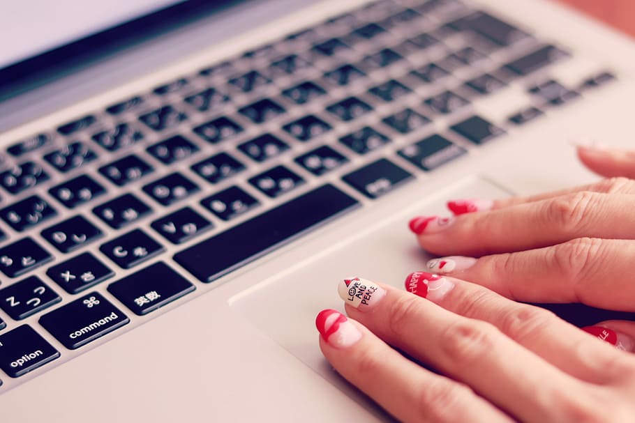 person using MacBook pro, human Hand, laptop, computer, computer Keyboard HD wallpaper